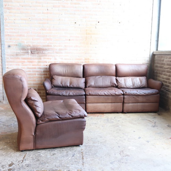 Image 1 of canapé intage elements cuir marron 1970