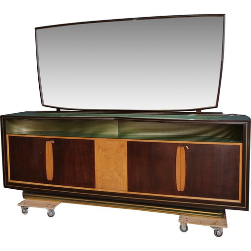 Aparador vintage de madera con espejo de Vittorio Dassi, 1950