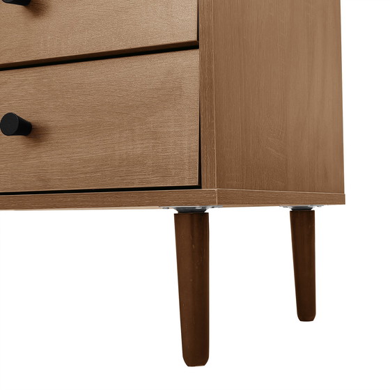 Image 1 of Urban Meuble buffetkast in vintage houtlook met rotan deuren, 2 deuren, 2 laden, 130 x 75,5 x 40 cm, CROLZOI