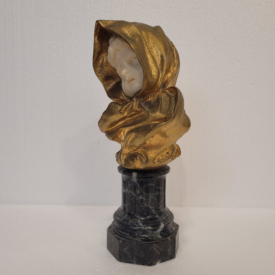 Image 1 of Busto en Crisoelefantina y Mármol, Siguiendo G. de Thouin, Circa 1900 - Francia