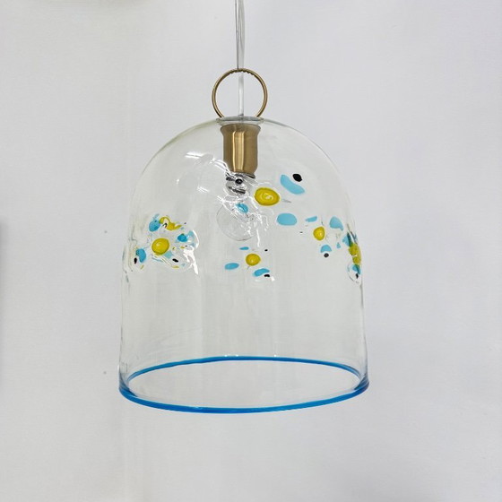 Image 1 of Mid-century design La Murrina glass hanging lamp flowers , 1970s , Italy