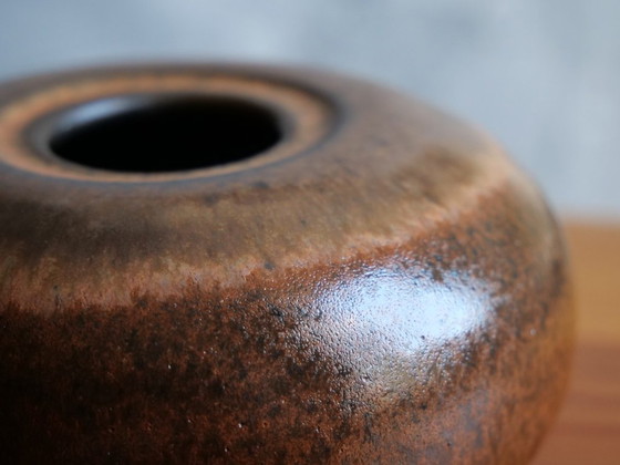 Image 1 of Brown vintage ceramic vase from Töpferhof Gramann Mid-Century