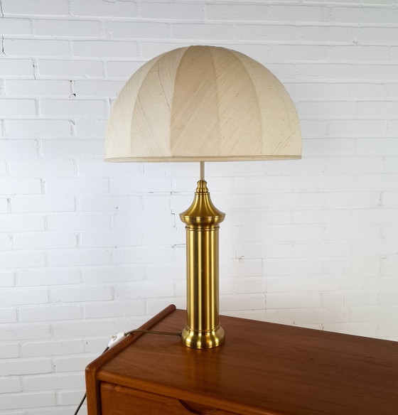 Image 1 of Vintage mushroom brass XL table lamp mid-century modern design 1970s