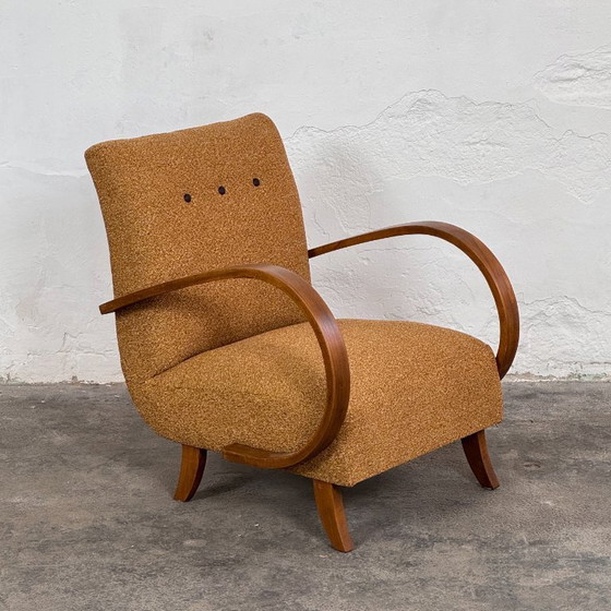 Image 1 of Coppia di poltrone Art Déco H-410 completamente restaurate, di Jindřich Halabala, 1930