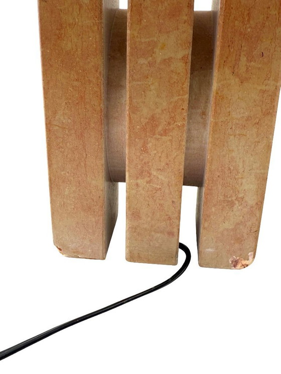 Image 1 of Juego de 2 lámparas de sobremesa de mármol rosa Hollywood regency, Francia años 70