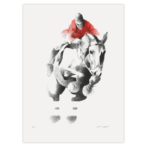 Jean-Louis Guitard ondertekende lithografie Saut D'Obstacle 1995 – lithos zeefdrukken, Paper