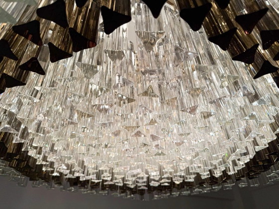 Image 1 of Weelderige kroonluchter van Paolo Venini voor Vivarini, Muranoglas/Prismaglas, Italië, jaren 70, op maat gemaakt