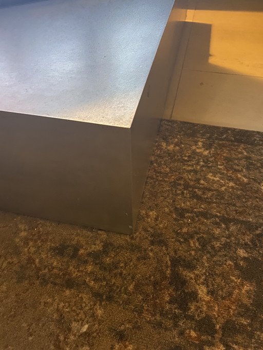 Couchtisch, gebürsteter Edelstahl, 100 x 100 x 25