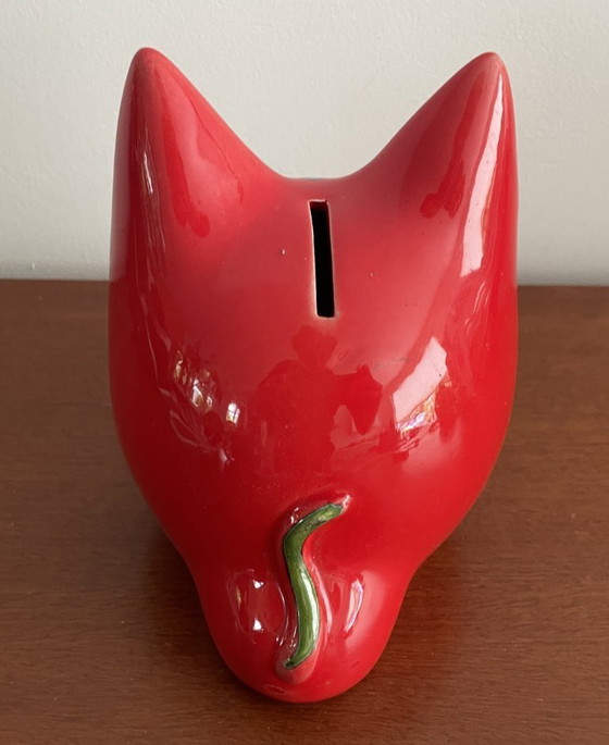 Image 1 of Bertoncello - Vintage rode “kat” spaarpot