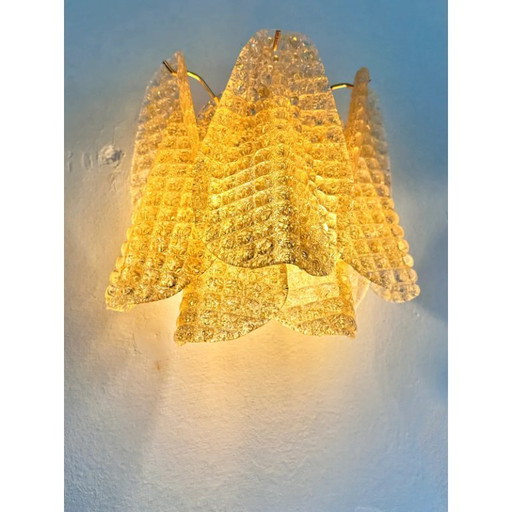 Zeitgenössische moderne Wandleuchten aus Muranoglas in Gold, Modell „Granigli“ und „Rondini“. Zweier-Set.