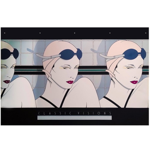 Litografia originale di Patrick Nagel degli anni '80, intitolata "Nuotatori".