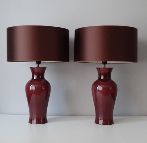 Kostka, France - Lampe à poser - Céramique, soie - Deux lampes à poser