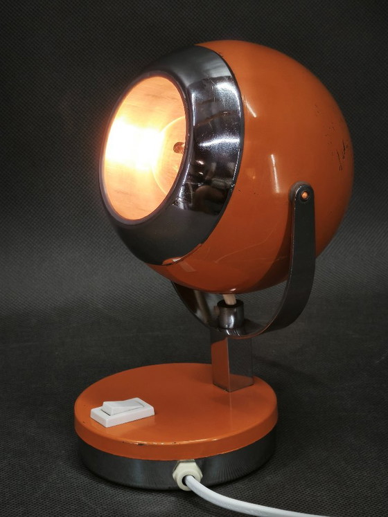 Goffredo Reggiani Orange Eyeball Space Age Table Lamp, Italy, 1970s – Metal (photo 2 of 9)