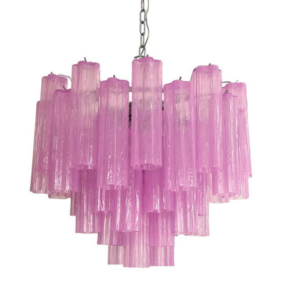 Image 1 of Lámpara de araña de cristal Tronchi estilo Murano fucsia D60