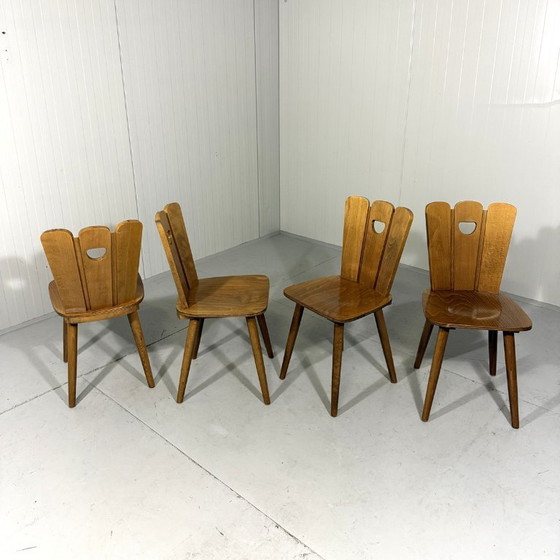 Image 1 of Set of 4 Brutalist farmhouse dining chairs 1950s
