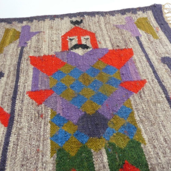 Image 1 of Tapisserie figurative tissée à la main, vintage d'Europe de l'Est, 75 x 81 cm