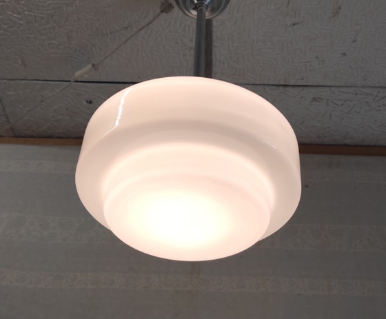 Image 1 of Suspension Art-déco globe opaline XL - mid. XXeme
