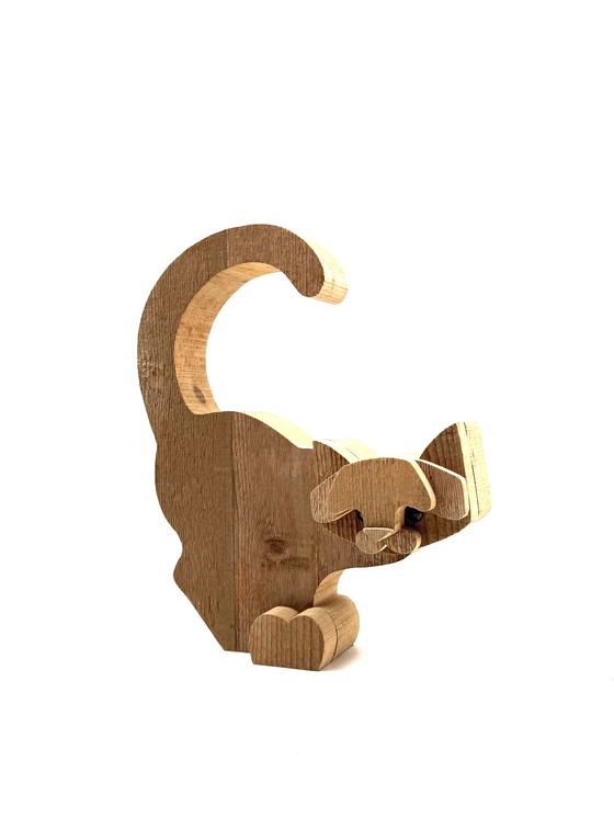 Image 1 of Bottega Michelangeli, Scultura in legno di gatto, Orvieto Italia anni '70