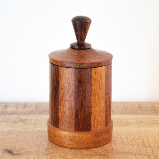 Pot de rangement rond en bois rayé, boîte unique