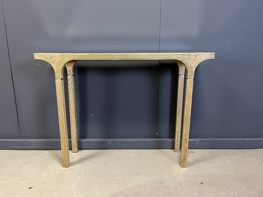 Spiegelende en vergulde houten console van Deknudt België, jaren 70.