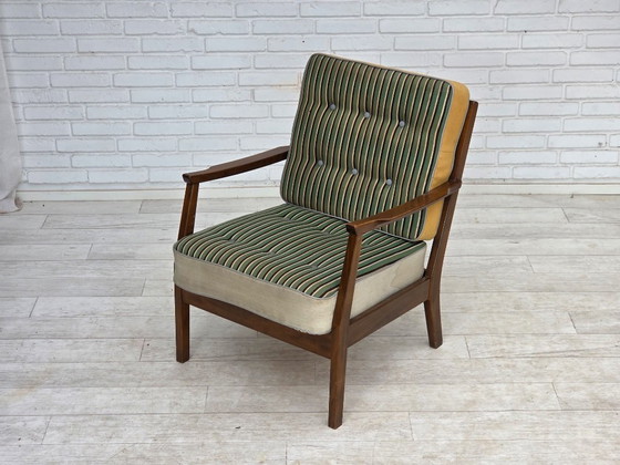 Dänischer Sessel aus den 1960er Jahren, Möbelwolle, Buchenholz – Wood, Wool (photo 14 of 17)