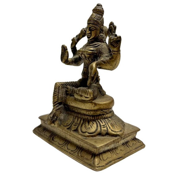 Solid Bronze Lakshmi Statue – Gold-colored – India c. 1950 – 11cm – Sculpture (photo 8 of 9)