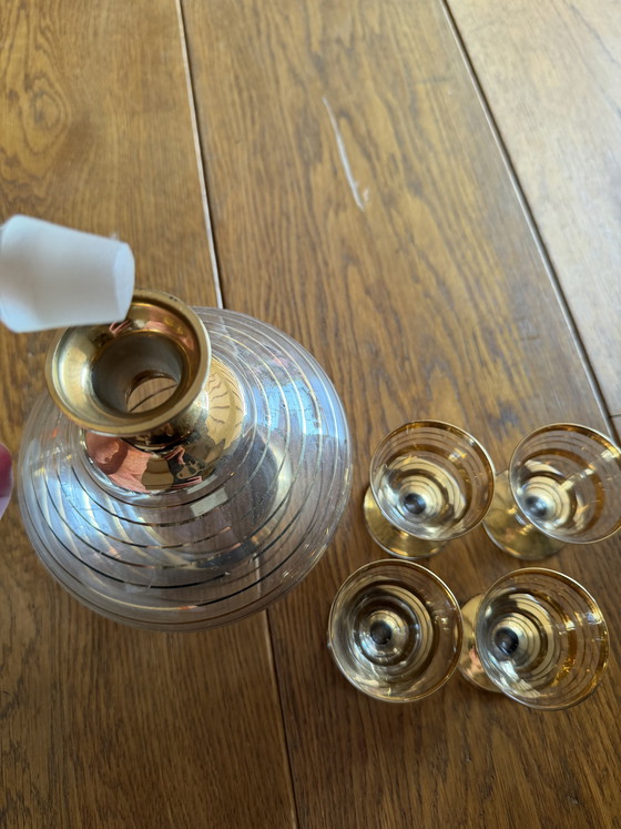 Image 1 of Vintage likeurset - retro karaf met 4 glaasjes 