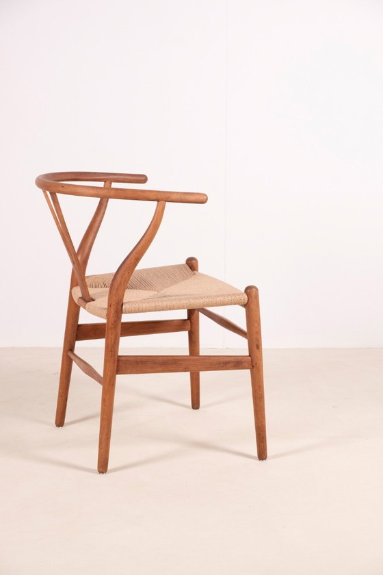 Image 1 of 1x Fauteuil Wishbone CH24 de Hans J. Wegner en hêtre, années 1960