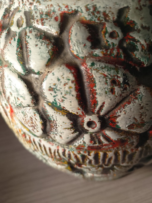 Vintage Fat Lava Roth Keramick vase, model 311, floral relief decoration, Germany