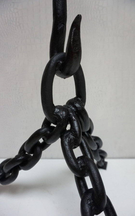 Image 1 of Vintage brutalist nautical standing metal chain lamp in the style of Franz West, 1970s