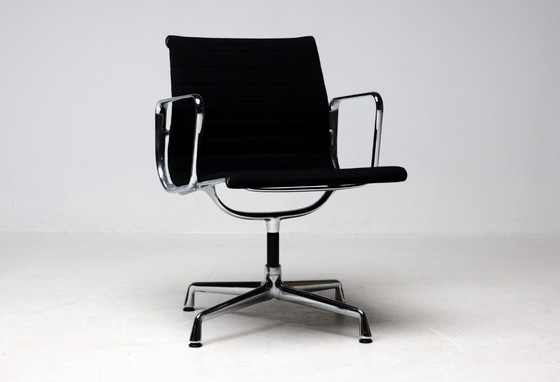 Image 1 of Set of six Vitra Eames EA 108 black, swivel, chairs..
