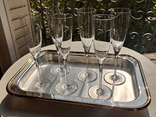 Baccarat Dom Perignon crystal Flutes Baccarat 6p. 