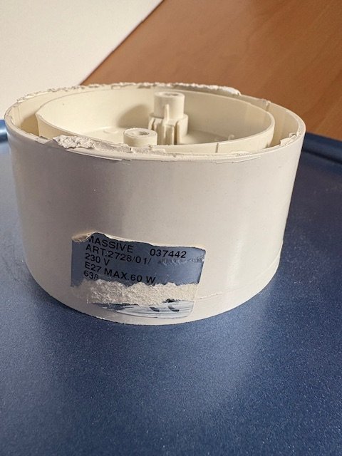 Image 1 of Vintage Conical Frosted Glass Ceiling Lamp with Dark Blue Edge from the 1980s
