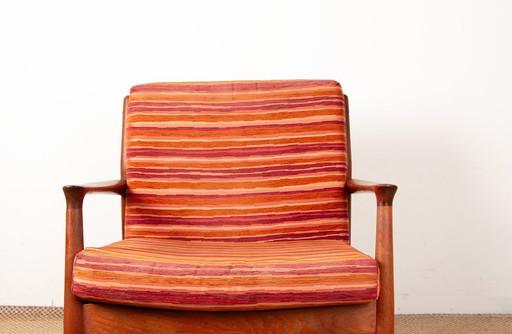 Pair of Danish armchairs in solid teak and fabric, model GM5 by Svend Aage Eriksen for Glostrup 1960.