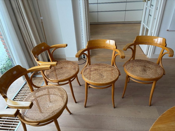 Image 1 of 6 fauteuils de style Thonet avec assises en osier, marque Ligna
