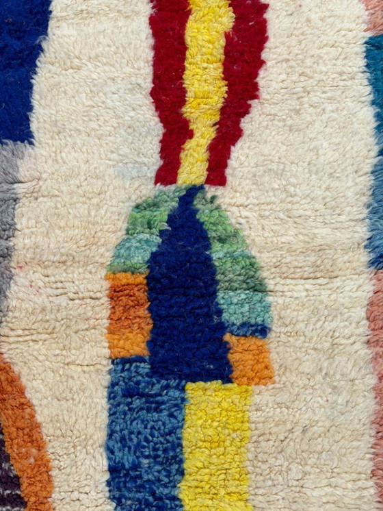 Image 1 of Ecru Berber carpet with colored patterns 250cmx150cm