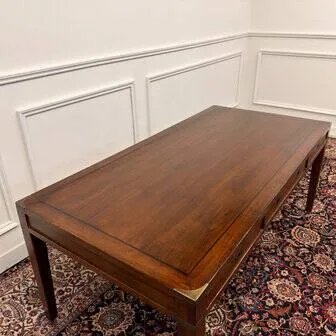 Classic English Eichholtz Campaign Writing Desk, Wood, Brass, Brown, Chesterfield (photo 14 of 18)