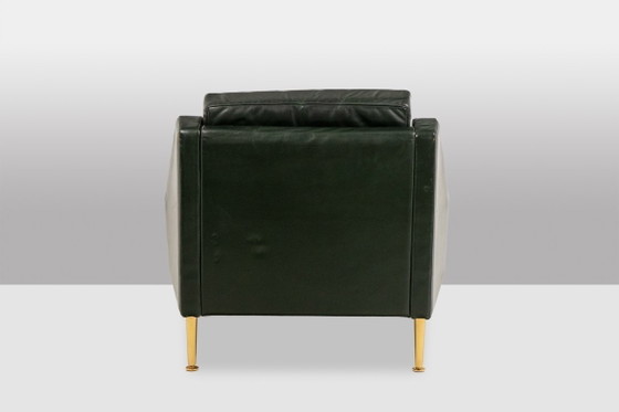 Image 1 of Airborne. Een paar groene leren fauteuils. Jaren 50.