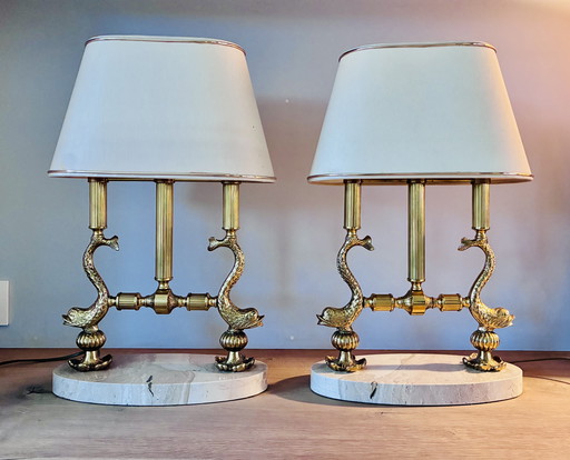 Set Hollywood Regency Tischlampen 