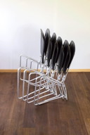 5 x Aluflex Armin Wirth Schwarz Skai Stühle 50s