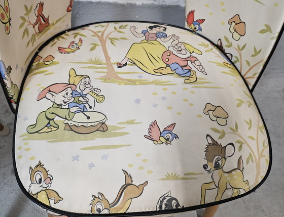 Image 1 of Set of 2 vintage Disney fairy tale children's chair Skai cover 1950s