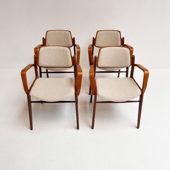 Image 1 of Juego de 4 sillas Hartmut Lohmeyer retapizadas para Wilkhahn, década de 1960.