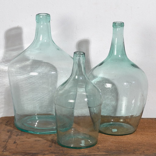 Set antiker Korbflaschen (ca. 1920). Dreierset #65