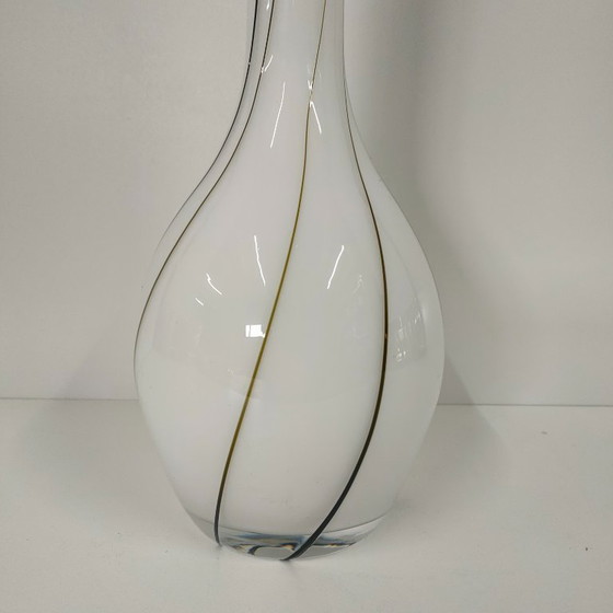 Image 1 of Tall handmade designer vase with black applied 'glass' lines