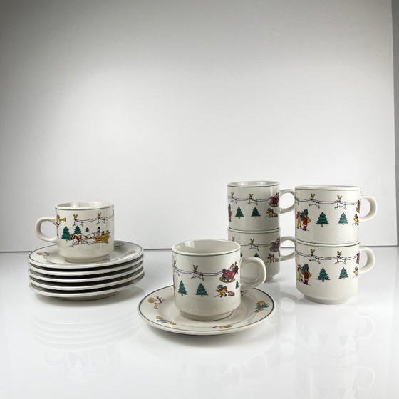 Image 1 of Set di tazze da caffè/tè natalizie per 6 persone , 1980