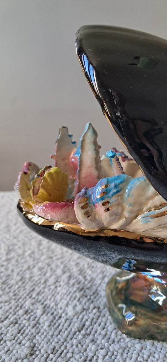 60s shell lamp made in France, Table lamps, Ceramic, Multi Color (photo 4 of 8)
