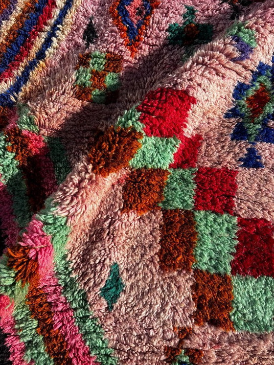 Image 1 of Modern Marokkaans handgemaakt wollen vloerkleed – Kleurrijk Berber vloerkleed 200x300 cm, eigentijdse boho woonkamerdecoratie