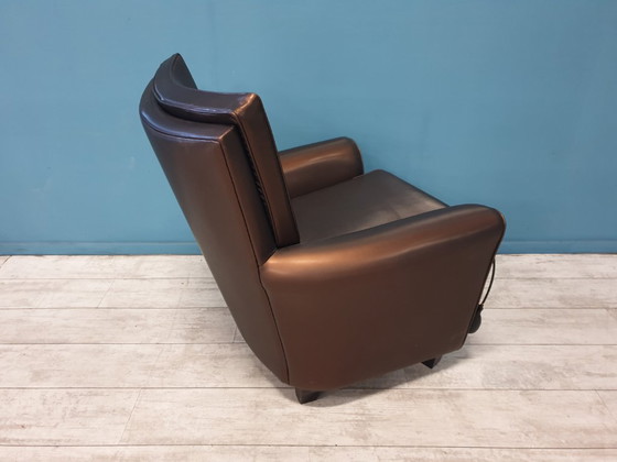Armchair with adjustable backrest, golden brown leather, Dutch Originals - Gebroeders van der Stroom, Vintage (photo 5 of 5)