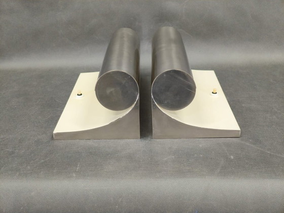 Image 1 of Seltene Bauhaus-Wandleuchten aus Nickel, Tschechoslowakei, 1930er Jahre