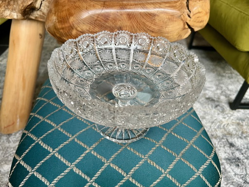 Boheemse loodkristallen schaal op voet, handgeslepen kristallen schaal (24% PbO) PK 500 – schalen, Glass (photo 2 of 10)